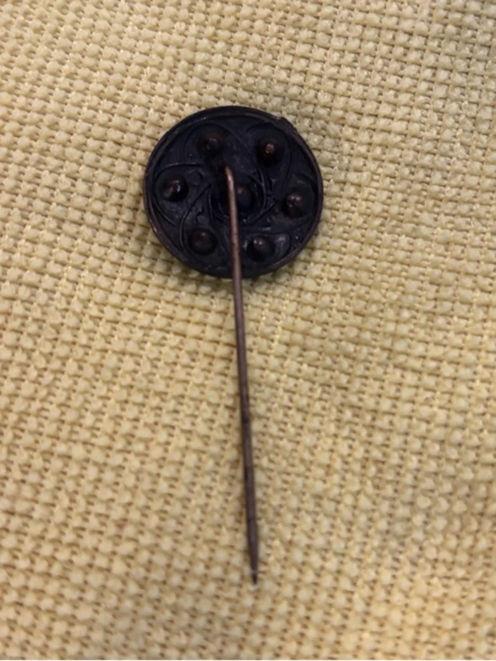 Antique Victorian Openwork Swirl Brass Stick Pin Lapel Hat Pin Unpolished